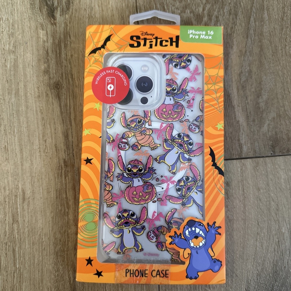 NEW Stitch Disney Stitch iPhone 16 Pro Max Case Halloween pink glitter pumpkins